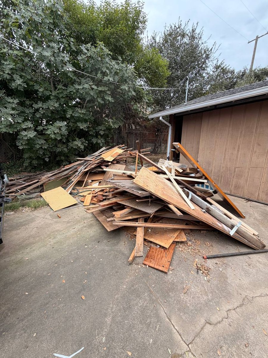 Before MZM junk removal &mdash; Wood & Scrap Debris Cleanup — Sacramento, CA