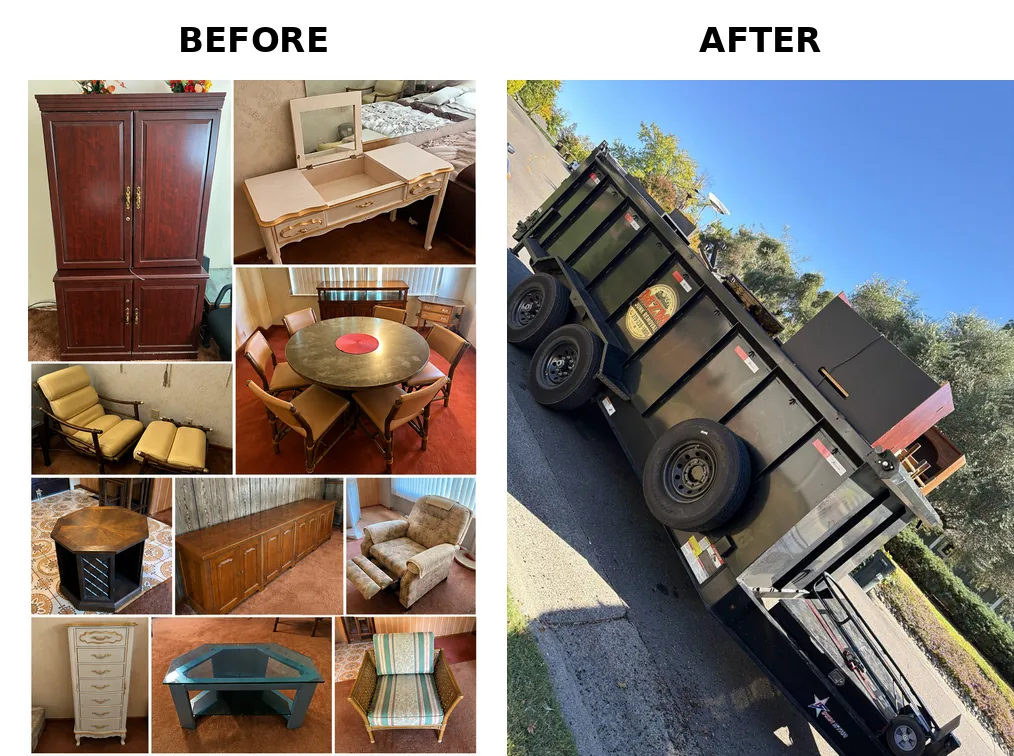 Before and after vintage furniture removal in Fair Oaks, CA 95628
