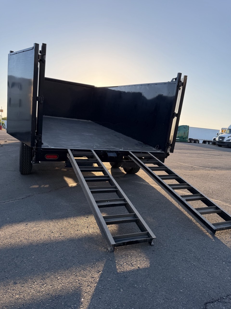 Open dump trailer ready for loading