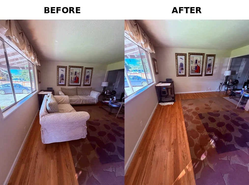 Before and after sofa removal in Granite Bay, CA 95746