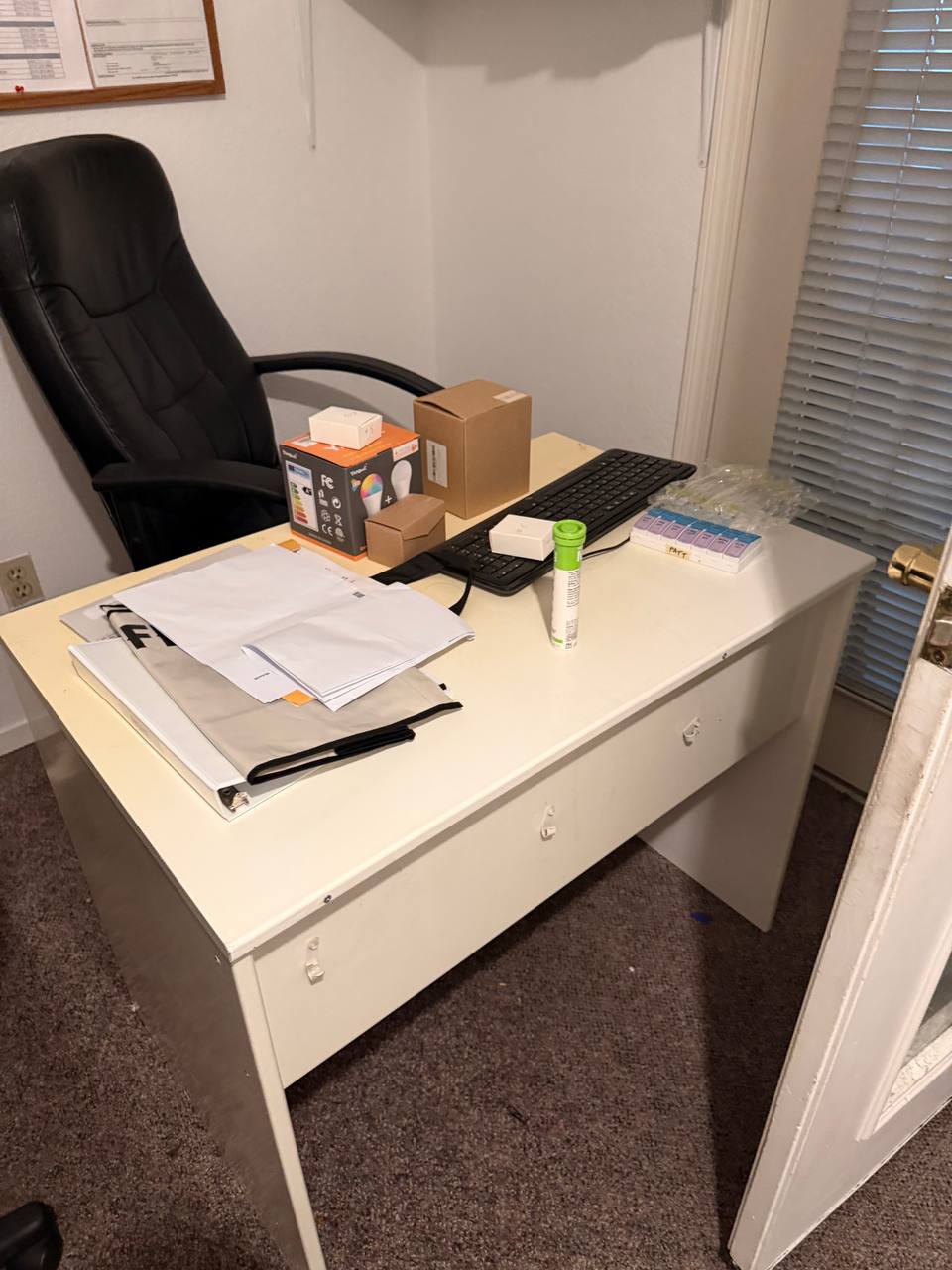 Boxes staged for an office cleanout pickup
