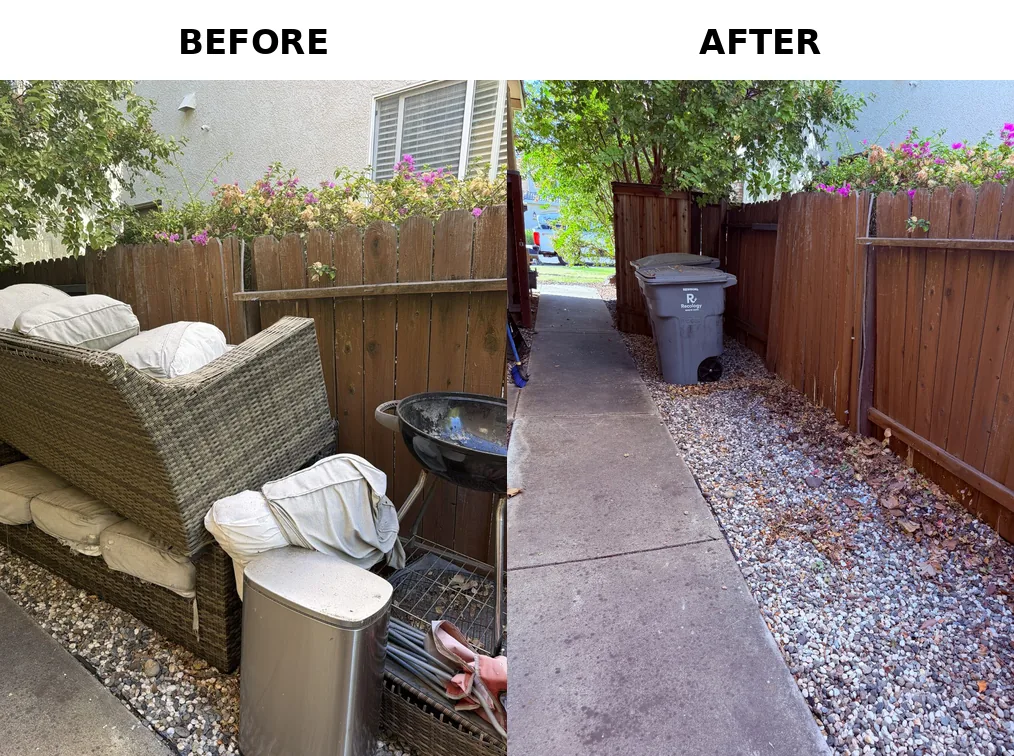 Before and after patio furniture removal in Rocklin, CA 95765