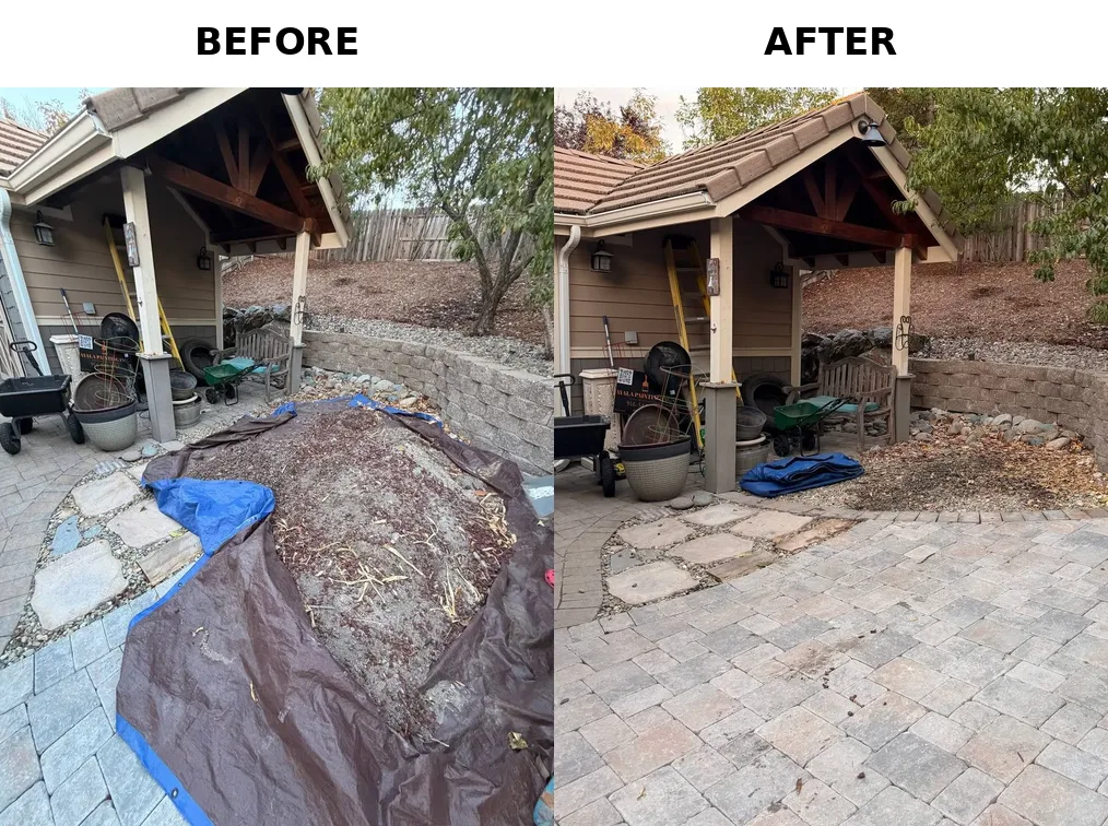 Before and after yard debris removal in Rocklin, CA